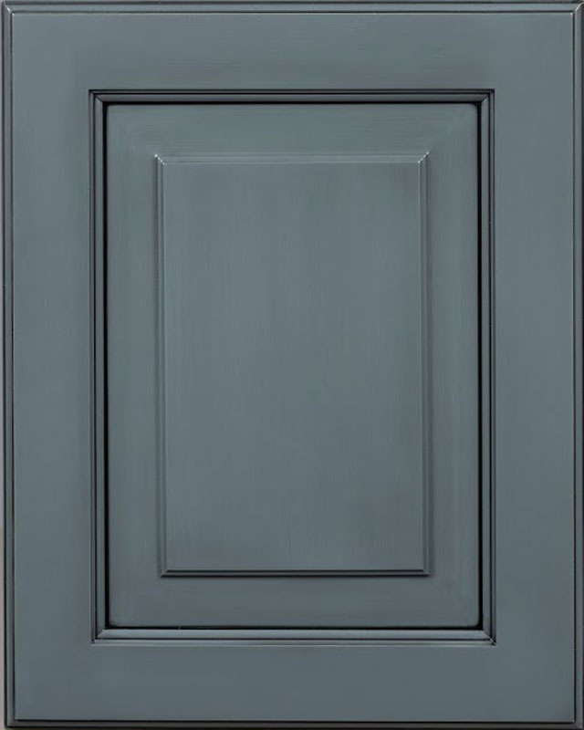 Preston Raised Panel Door Style with Slate Enamel with Bold Brushed Black Shadow on Maple Wood
