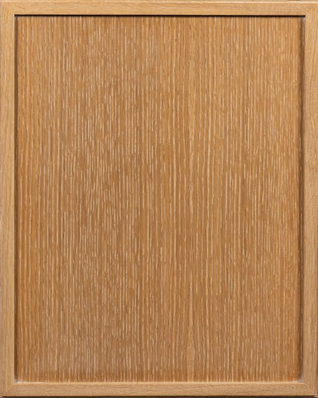 Topeka Door Style with Natural Stain and Light White Shadow on Rift Cut White Oak Wood