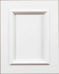 Arlington Flat Panel Door Style with Frosty White Enamel on Maple Wood