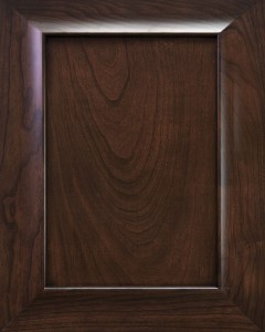 Coastal Flat Panel Door Style with Leather Brown Stain on Cherry Wood