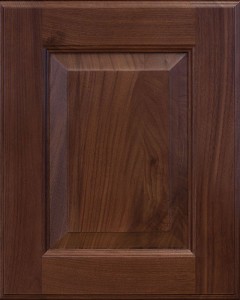 Cooperstown Raised Panel Door Style with Leather Brown Stain on Walnut Wood