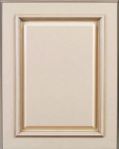 Fairfield Raised Panel Door Style with Frosty White Enamel and Lite Brown Shadow on Maple Wood