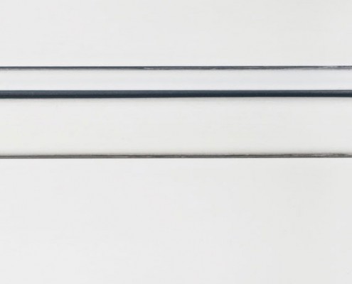Frosty White Enamel With Bold Pewter Shadow on Maple Wood
