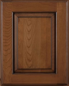 Hillcrest Raised Panel Door Style with Colonial Stain and Bold Black Shadow on Cherry Wood