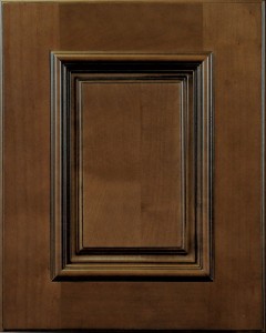 Kensington Raised Panel Door Style with Leather Brown Stain and Lite Black Shadow on Maple Wood