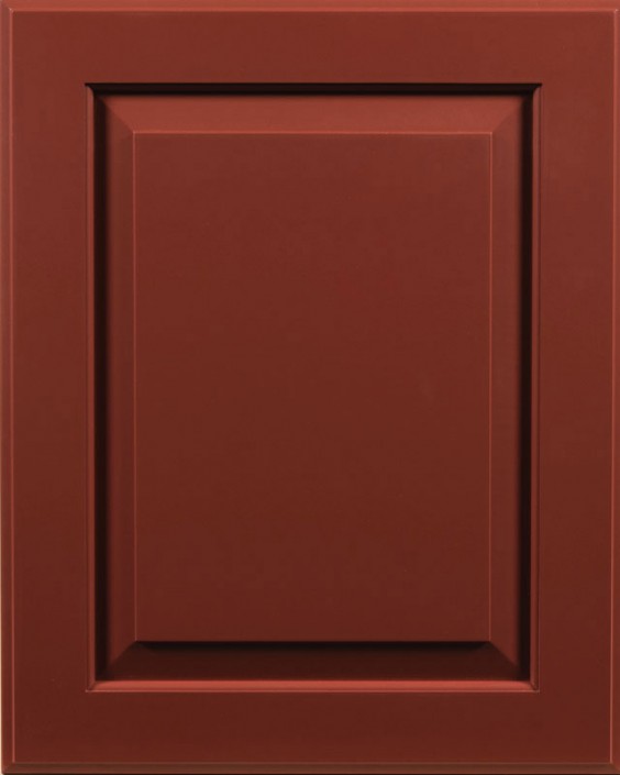 Ridgecrest Raised Panel Door Style with Barn Red Enamel on Maple Wood (Barn Red was discontinued in 2017)