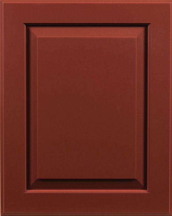 Ridgecrest Raised Panel Door Style with Barn Red Enamel on Maple Wood (Barn Red was discontinued in 2017)