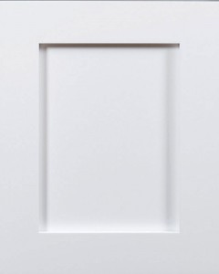 Rushmore Flat Panel Door Style with White Enamel on Maple Wood