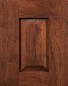 Valley Forge Raised Panel Door Style with Leather Brown Finish on Walnut Wood