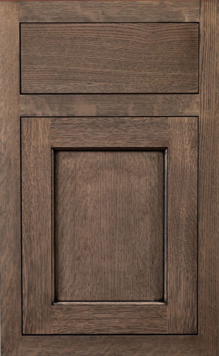 Square Inset Overlay shown on a Yellowstone Door with Morning Mist Enamel with Bold Black Shadow on Maple