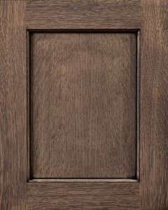 Yellowstone Flat Panel Door Style with Morning Mist Stain and Bold Black Shadow on Quarter Sawn White Oak Wood